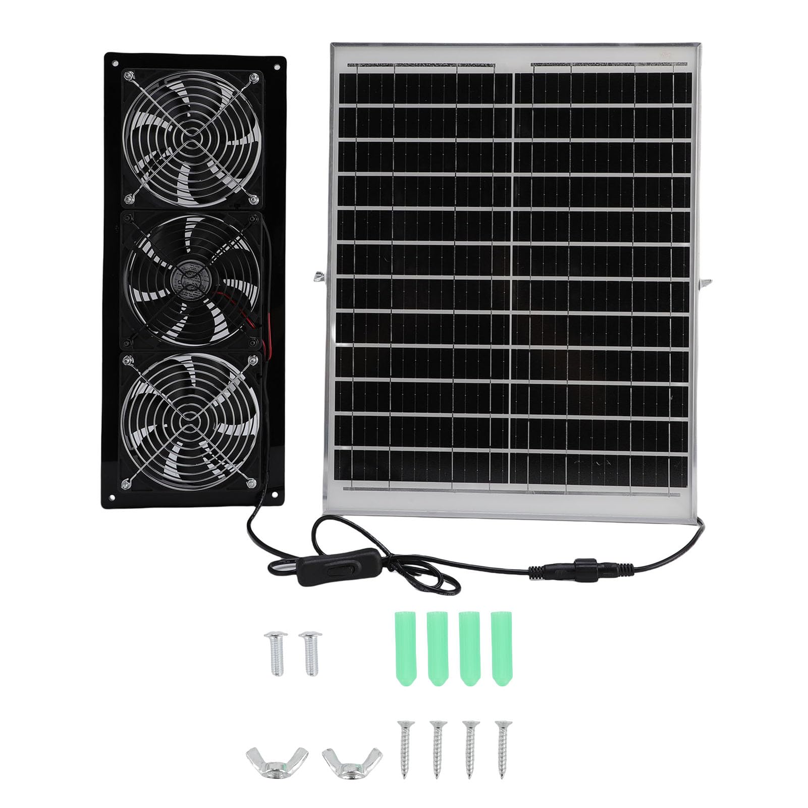 Kit de Ventilador de Escape con Energía Solar, Ventilador Eficiente de Alta Velocidad de 25W para Gallinero, Invernadero, Cobertizo, Casa para Mascotas