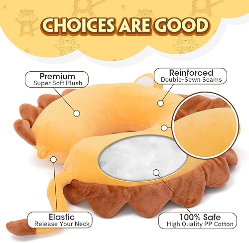 Miniatura 81 de H HOMEWINS Travel Pillow for Kids,Cute Animal Neck Pillow for Boys Girls,Soft Neck Head Chin Support Pillow,Travel Accessories for Airplane, Car