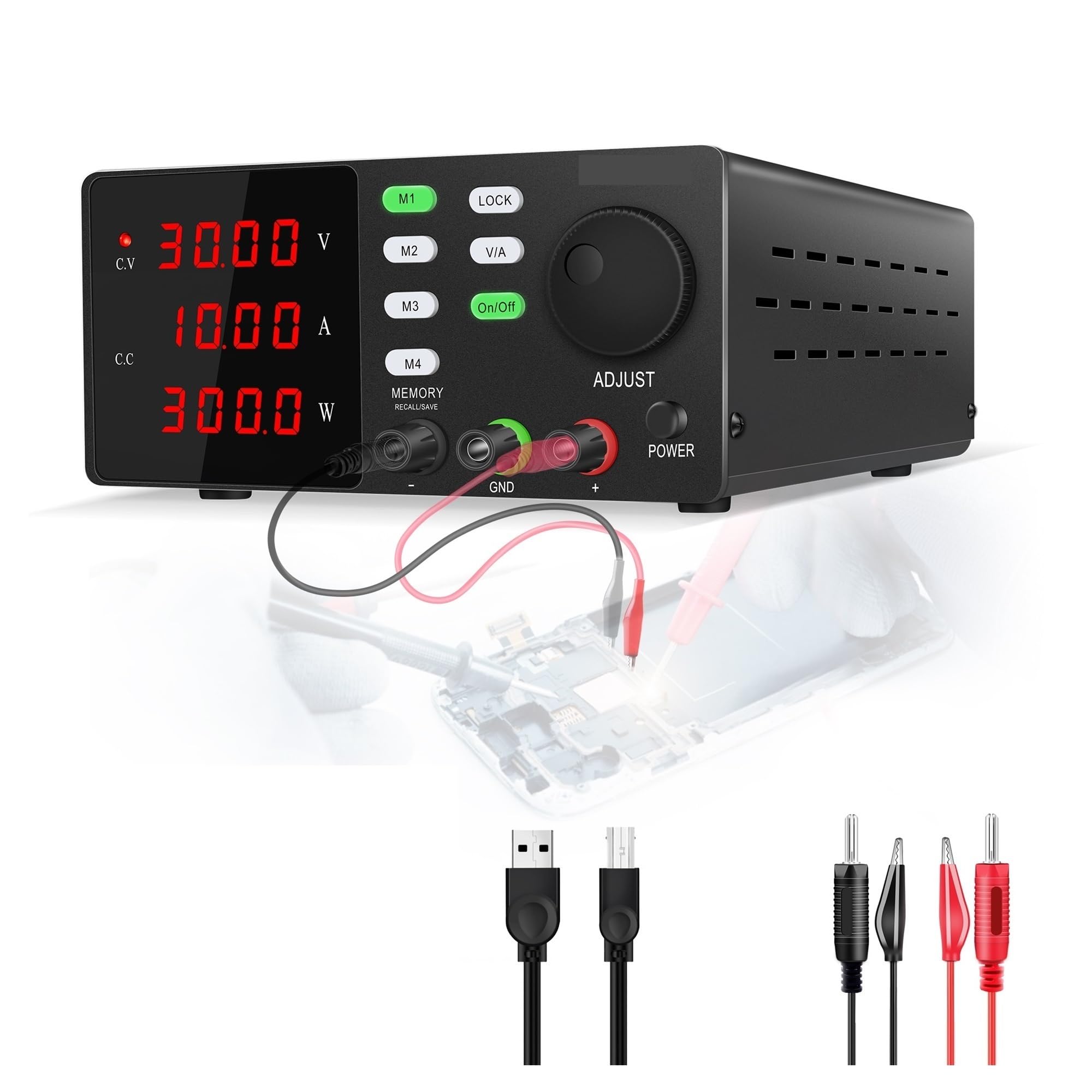 Porta USB Alimentatore Programmabile DC Software For PC Banco Di Lavoro Regolabile For La Manutenzione Del Laboratorio Uscita Precisa Efficiente Stabile(120V 3A 232Port)