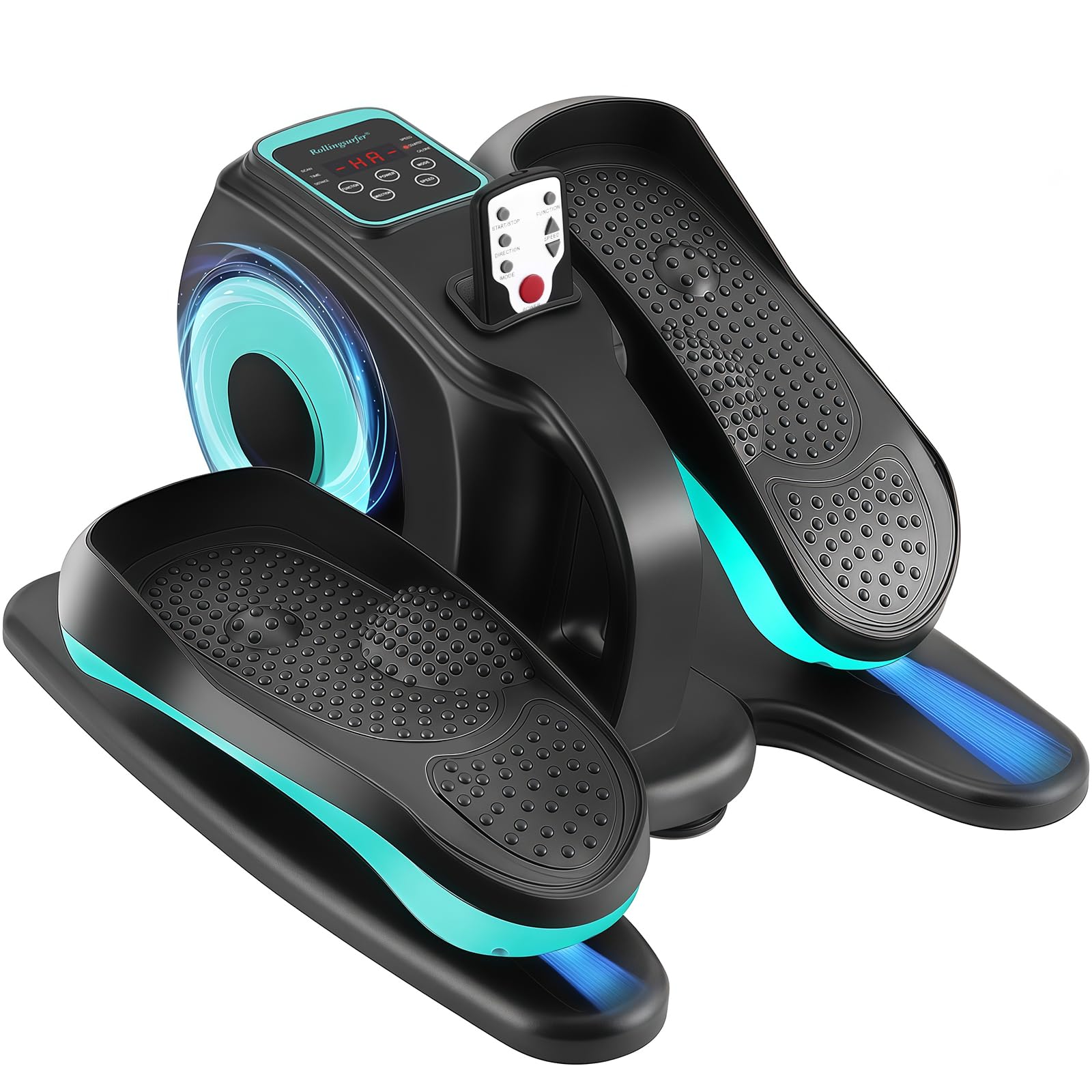 Under Desk Elliptical Machine, Electric Elliptical Trainer with LCD and Remote Control, Portable Seated Pedal Leg Exerciser for Seniors Adults