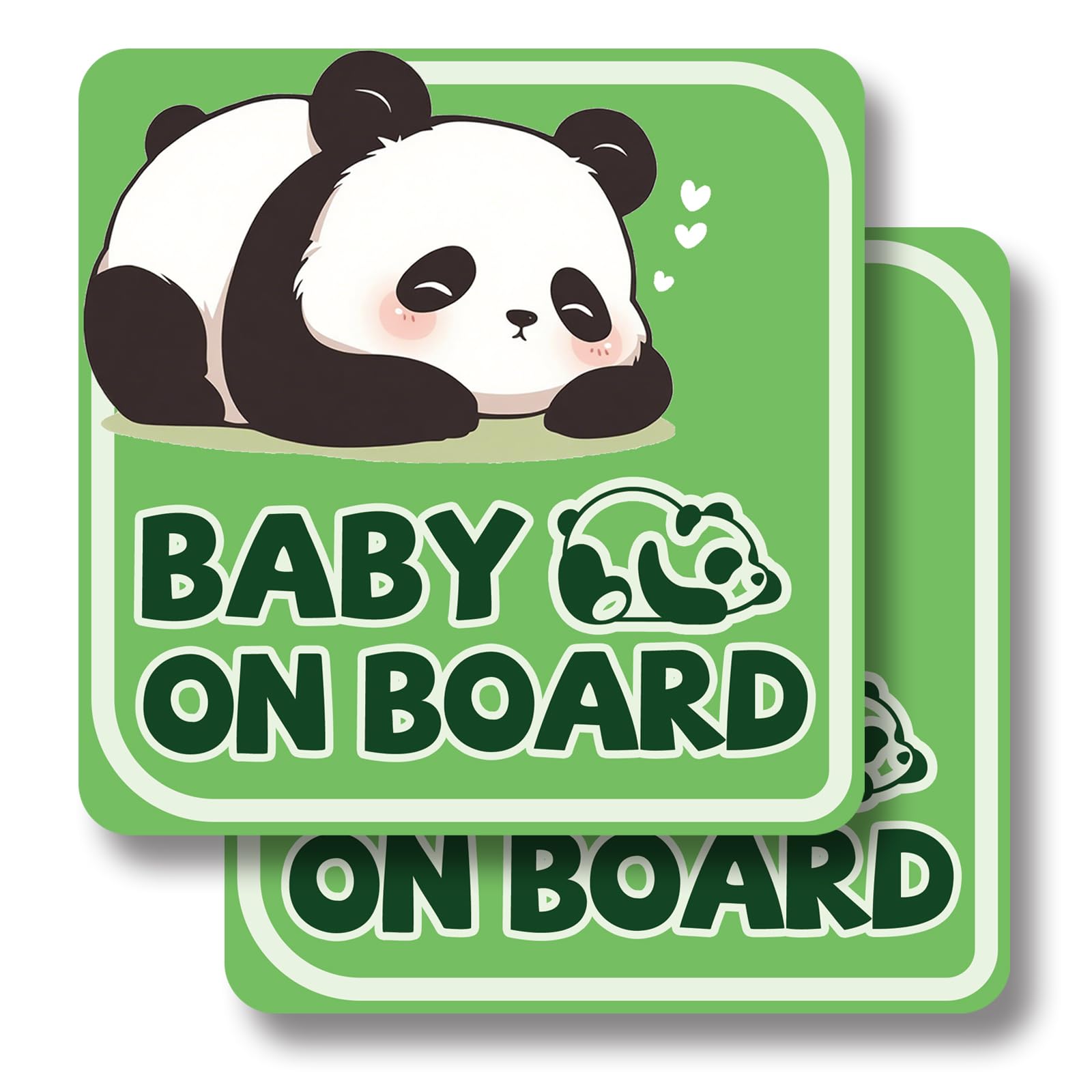 Baby on Board Magnet for Car - 2 Pack 5.5x5.5 Inch Reflective Stickers, Waterproof & Removable Safety Signs for New Parents (Cute Panda)