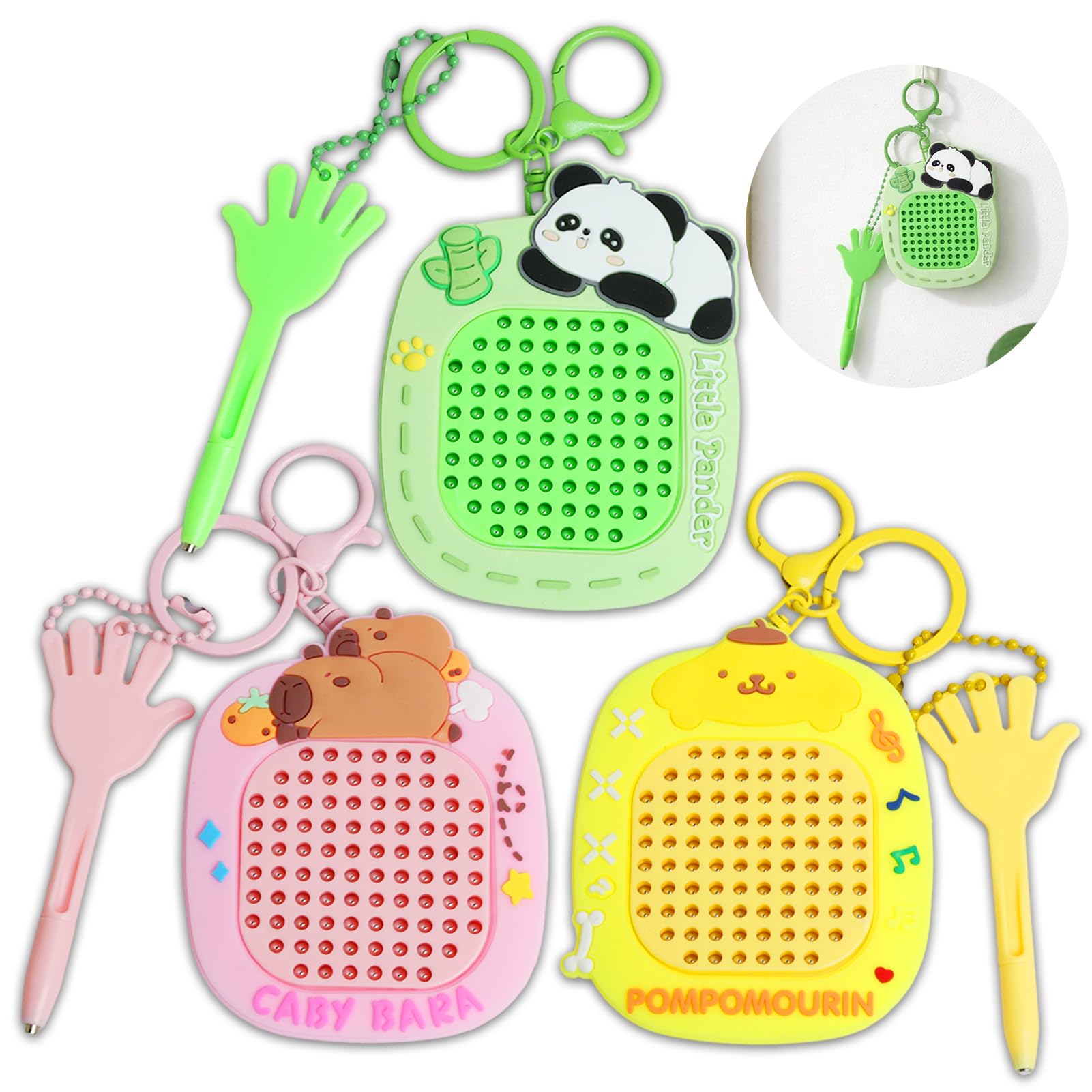 Fidget Keyring 3pcs, Fidget Toys with Magnetic Drawing Board and Maze Map, Sensory Fidget Toys for Adults and Child
