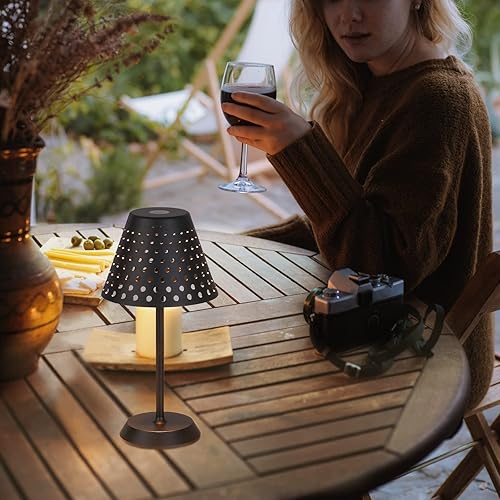 Miniatura 9 de Lámpara de mesa recargable, lámpara de escritorio con atenuación táctil, lámpara inalámbrica de aluminio, para sala de estar, exterior, mesa de