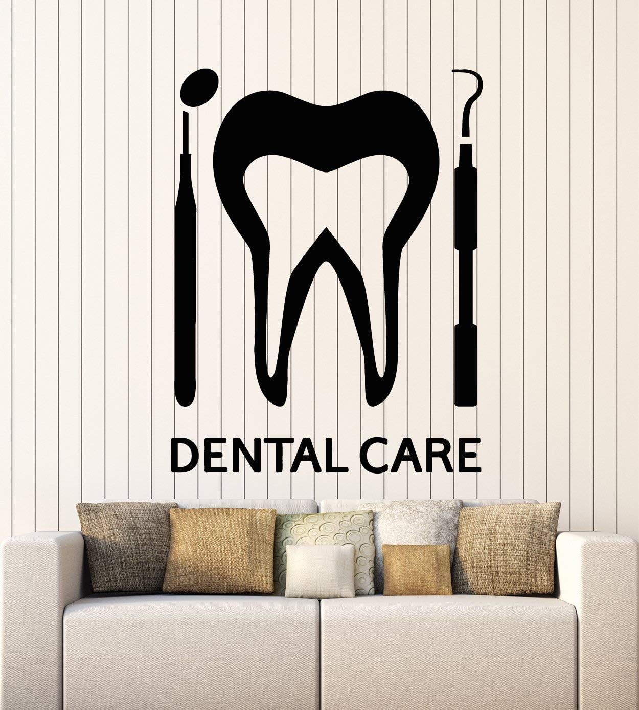 WallStickers4ever Vinyl Wall Decal Dental Care Dentist Tools Teeth Doctor Stickers Mural Large Decor (g5211) Black