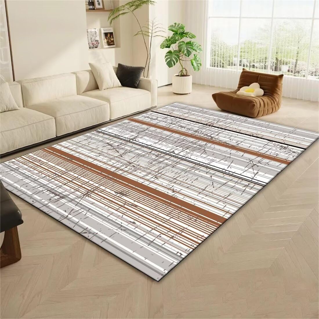 Tapis de chambre bébé garçon gris 70x140 cm antidérapant et design en désordre confortable