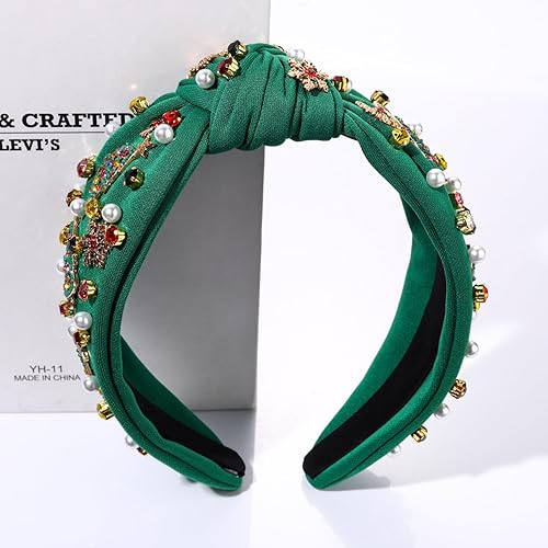 Miniatura 3 de boderier Diademas de Navidad para mujer, diadema de árbol de Navidad con cuentas, diadema ancha de cristal, accesorios para el cabello, regalos