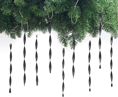 Miniatura 19 de AMS Adornos para árbol de Navidad, juego de 24 piezas de adornos de carámbanos retorcidos de aluminio para árbol de Navidad, fiesta de Año Nuevo