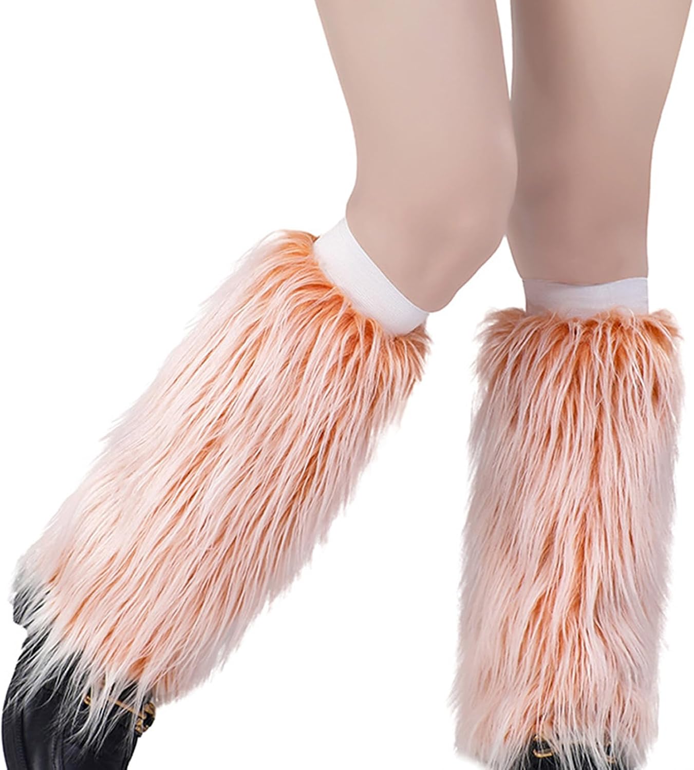 Women Winter Furry Leg Warmers Stockings Y2K Punk Vintage Warm Leggings Boots Cuffs Colorful Fuzzy Long Socks Boot C