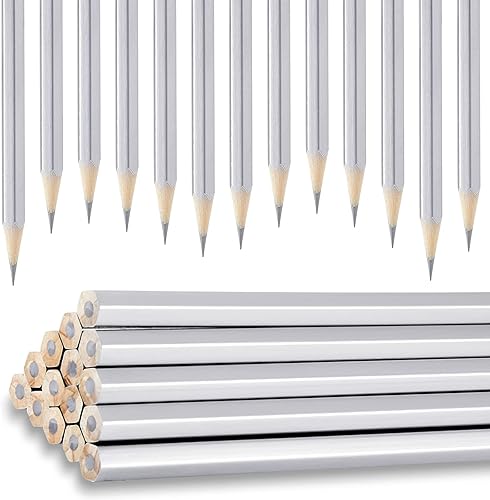 Paquete de 48 lápices de soldadura plateados metálicos para soldadores, trabajadores de la construcción, plomeros, marcos, carpinteros, profesores,