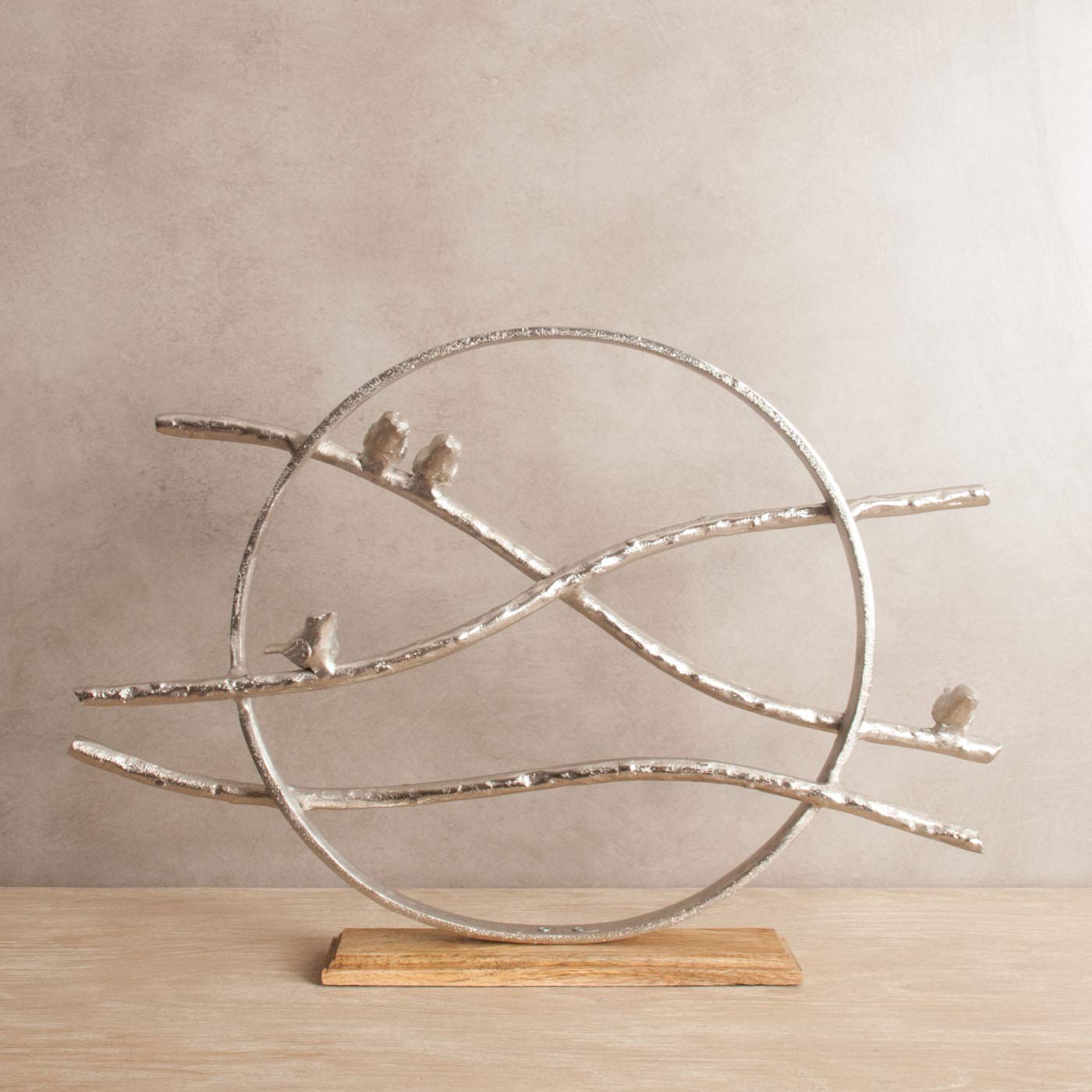 Bird Figure, Silver and Brown, One Size