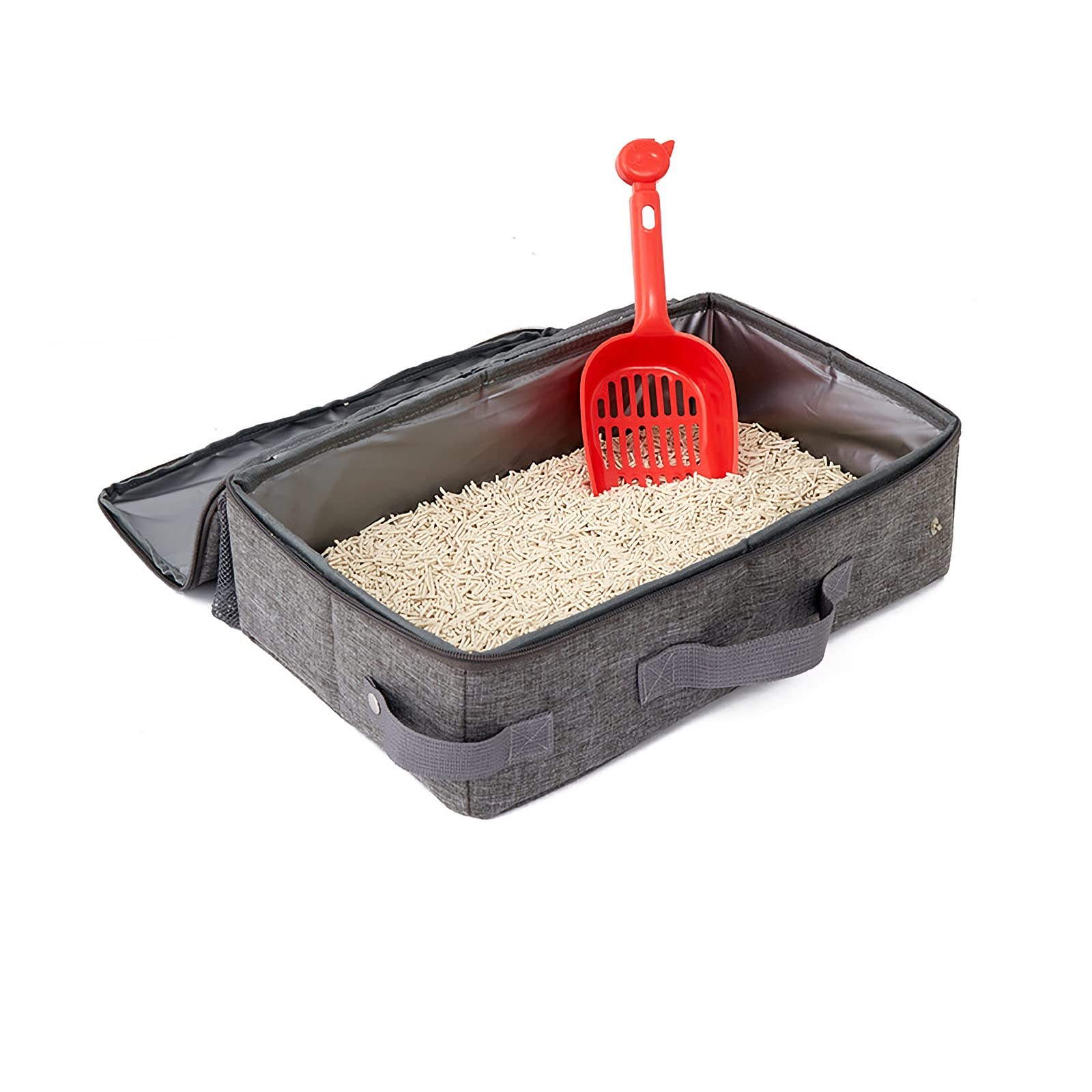 PETCUTE Caja de Arena Plegable para Gatos, Aseo Portátil para Gatos con Bolsillo, Caja de Arena Portátil de Viaje Impermeable y Suave,Caja De Arena Gatos De Interior, para Viajes, Exteriores, Parque