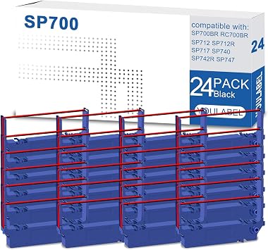 24 Pack SP700 Compatible Ink Ribbon Black and Red Replacement for Star SP-700 SP700 RC700 SP700BR RC700BR SP712 SP712R SP717 SP742R SP747 SP740 Printer Ribbon Black/Red 24-Pack