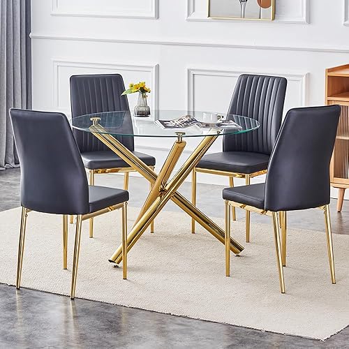 Miniatura 3 de Sillas De Comedor - Juego de 2 sillas de comedor modernas con asiento tapizado de piel sintética, respaldo alto y patas cromadas resistentes, sillas