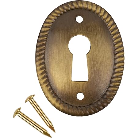 Buy Antique Brass Oval Keyhole Cover for Cabinet Doors, Dresser Drawers