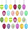 Elcoho 16 Pieces Easter Hanging Eggs Colorful Plastic Hanging Ornaments Easter Decoration, Random Styles