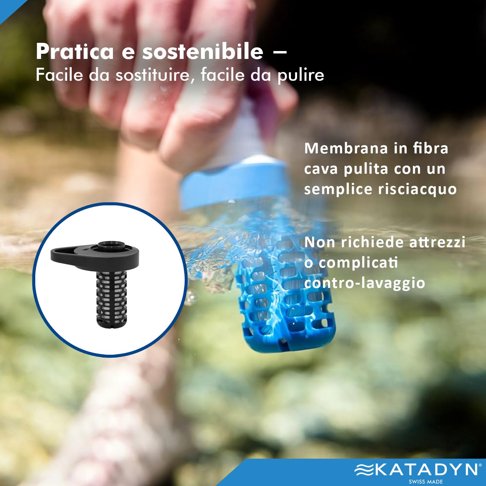 Katadyn BeFree AC Bottle 0,7 l, filtro dell'acqua per esterni, ultraleggero, fibra cava e carbone attivo, campeggio, trekking, viaggi, filtrazione dell'acqua portatile, senza BPA (rosso)