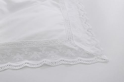 Miniatura 8 de Funda nórdica de encaje blanco Queen algodón egipcio 90x90 pulgadas 1 pieza sólido