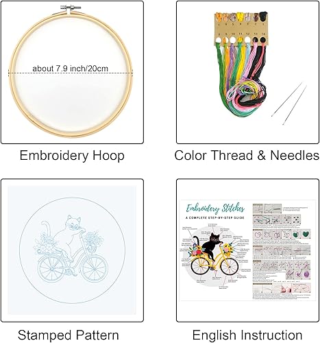 Miniatura 57 de Louise Maelys Kits de bordado cardenal para principiantes con patrón de flor de pájaro, kit de punto de cruz para adultos, kit de punto de cruz