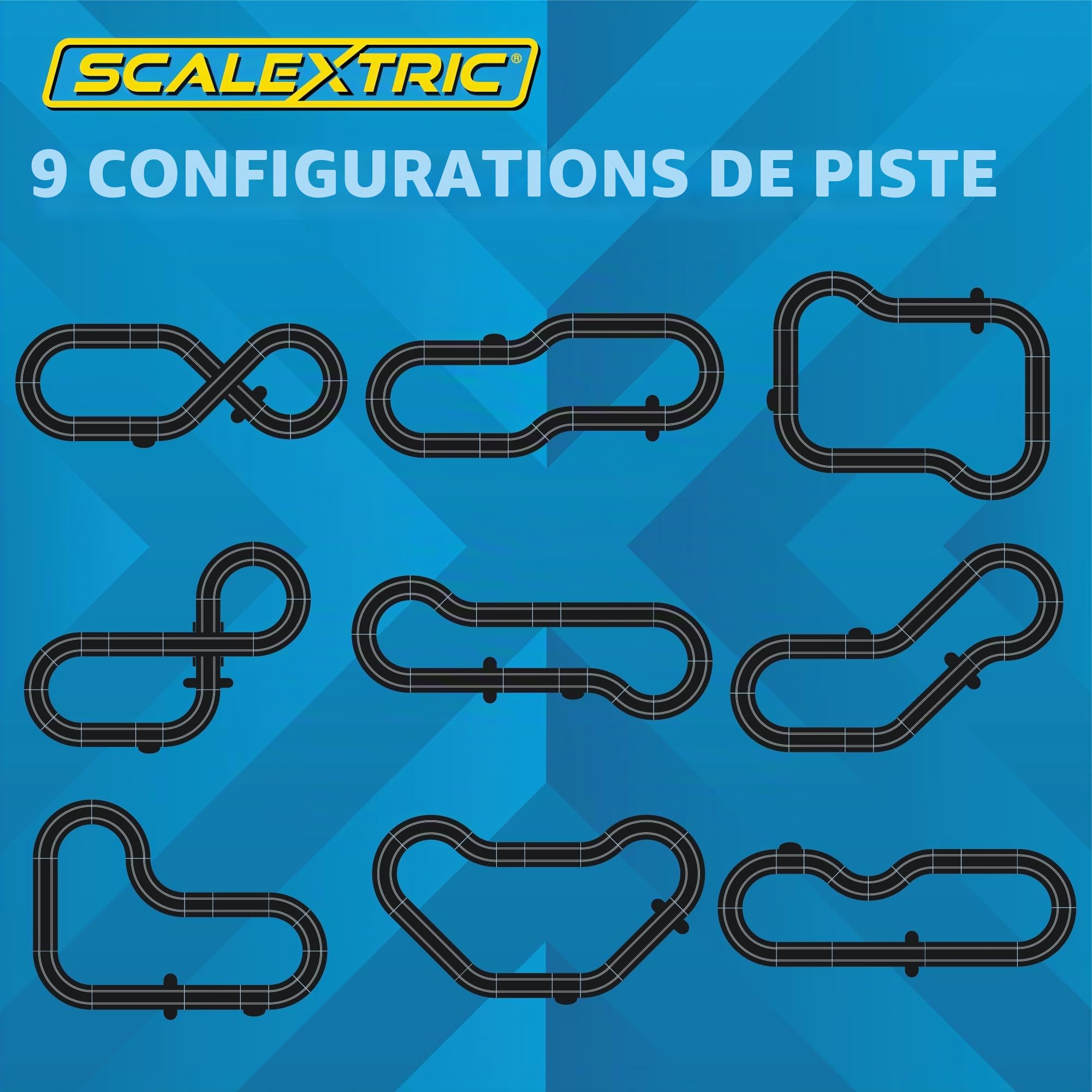 Scalextric Ensemble de Pistes de Course à partir de 5 Ans pour Enfants – Circuit de Vitesse du Grand Prix des années 80 – Pistes de Course électriques pour garçons et Filles à partir de 5 Ans – Mini