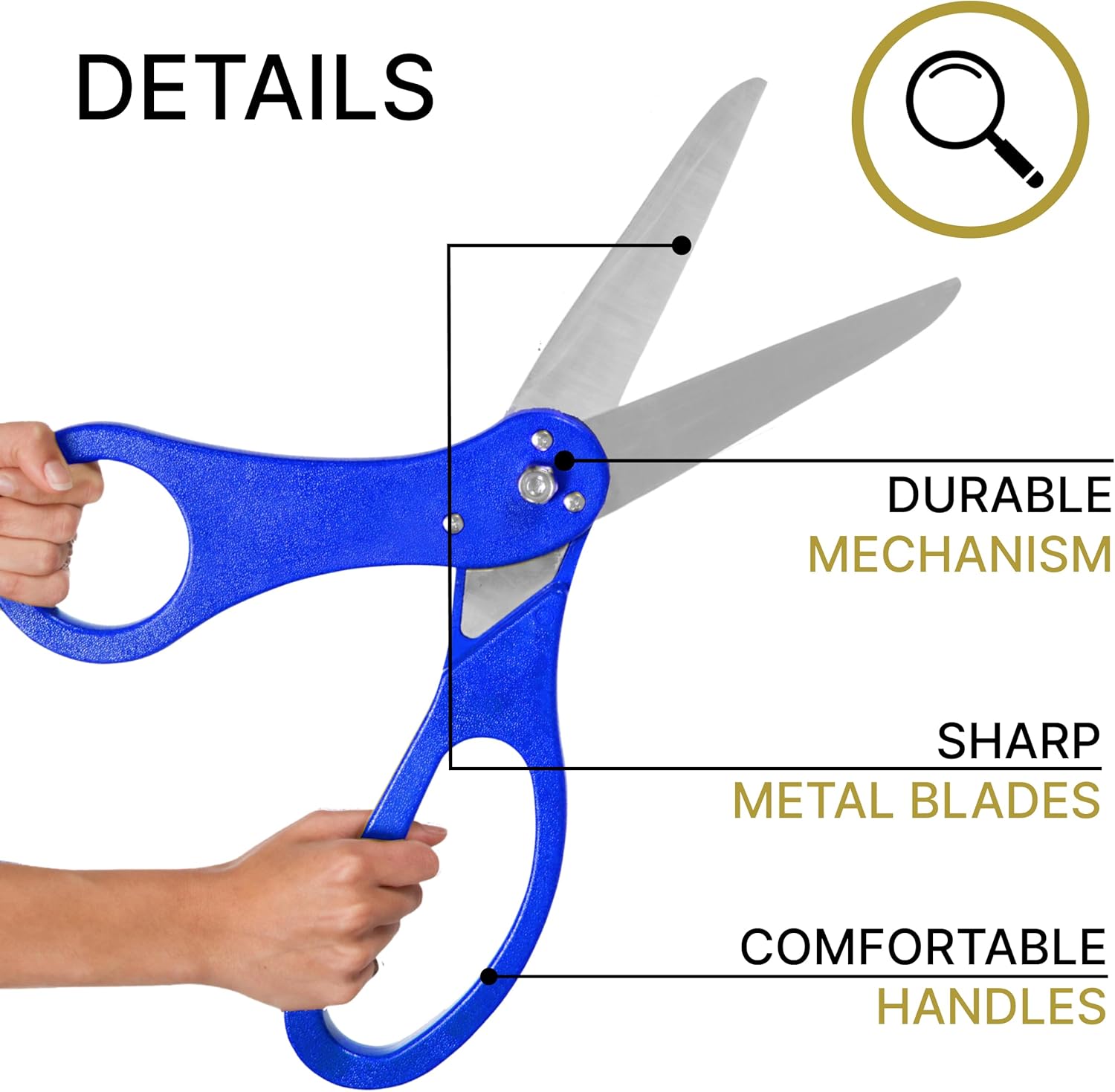 Big Ribbon Cutting Ceremony Kit - 20 Inch Blue Big Scissors for Ribbon Cutting Ceremony and Gold Satin Ribbon for Business Openings Special Events and Inaugurations