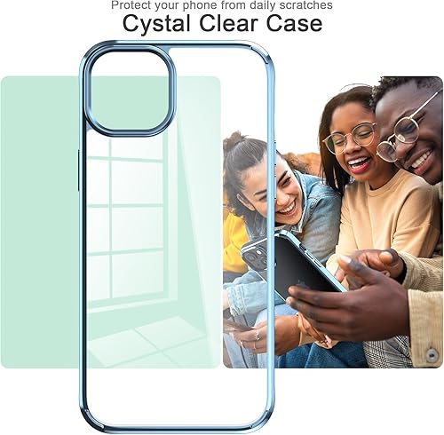Miniatura 4 de Foluu Funda ultradelgada para iPhone 15 Plus de 6.7 pulgadas con protector de pantalla de vidrio templado y protector de lente de cámara, chapado