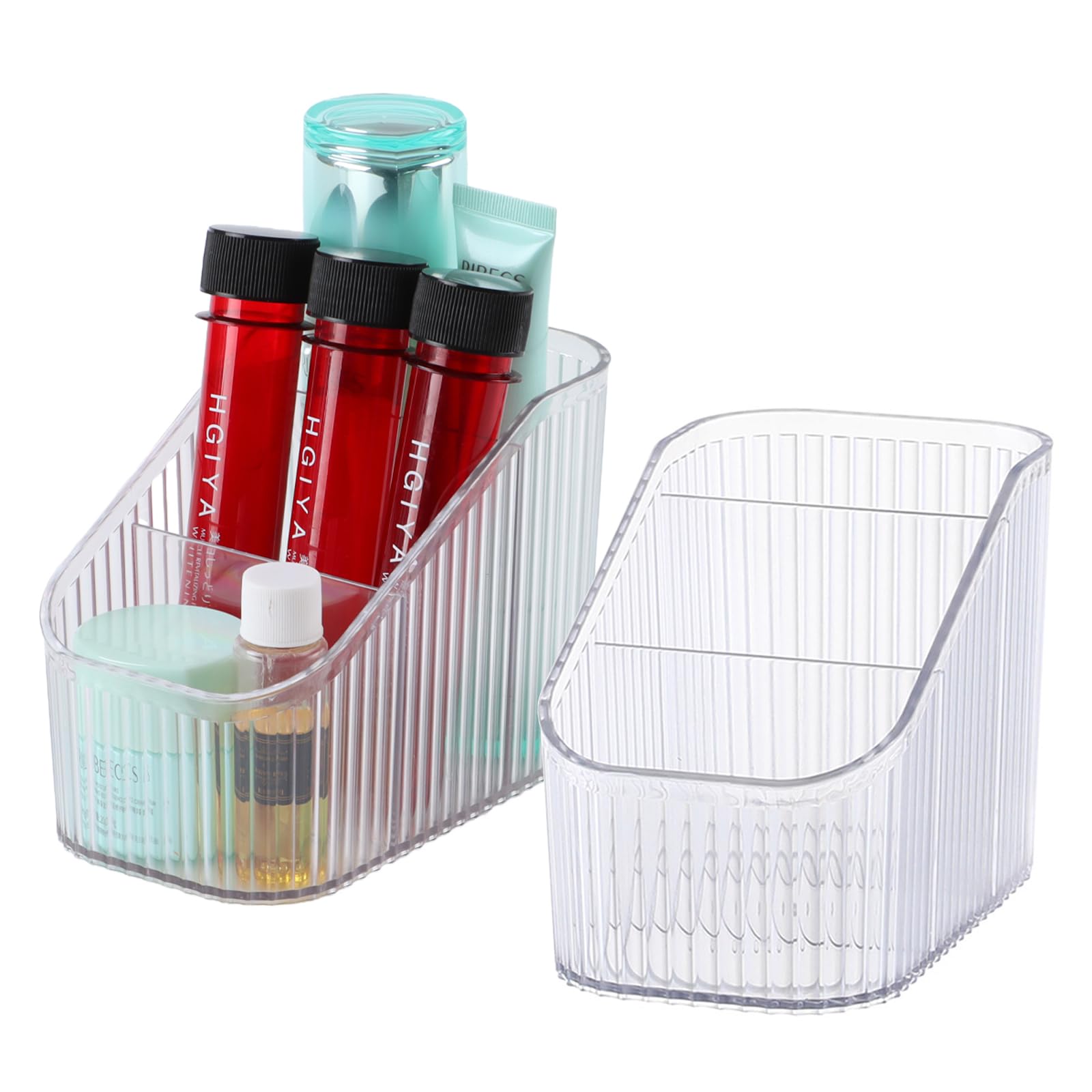 OSteed Clear Makeup Organizer 6 Cups, Acrylic Bathroom Countertop Organizer | Small Plastic Makeup Holder for Vanity, Bathroom Sink Counter Organizer,