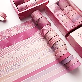 12 Rolls Washi Tape Set,Decorative Plaid Pattern Washi Masking Tape