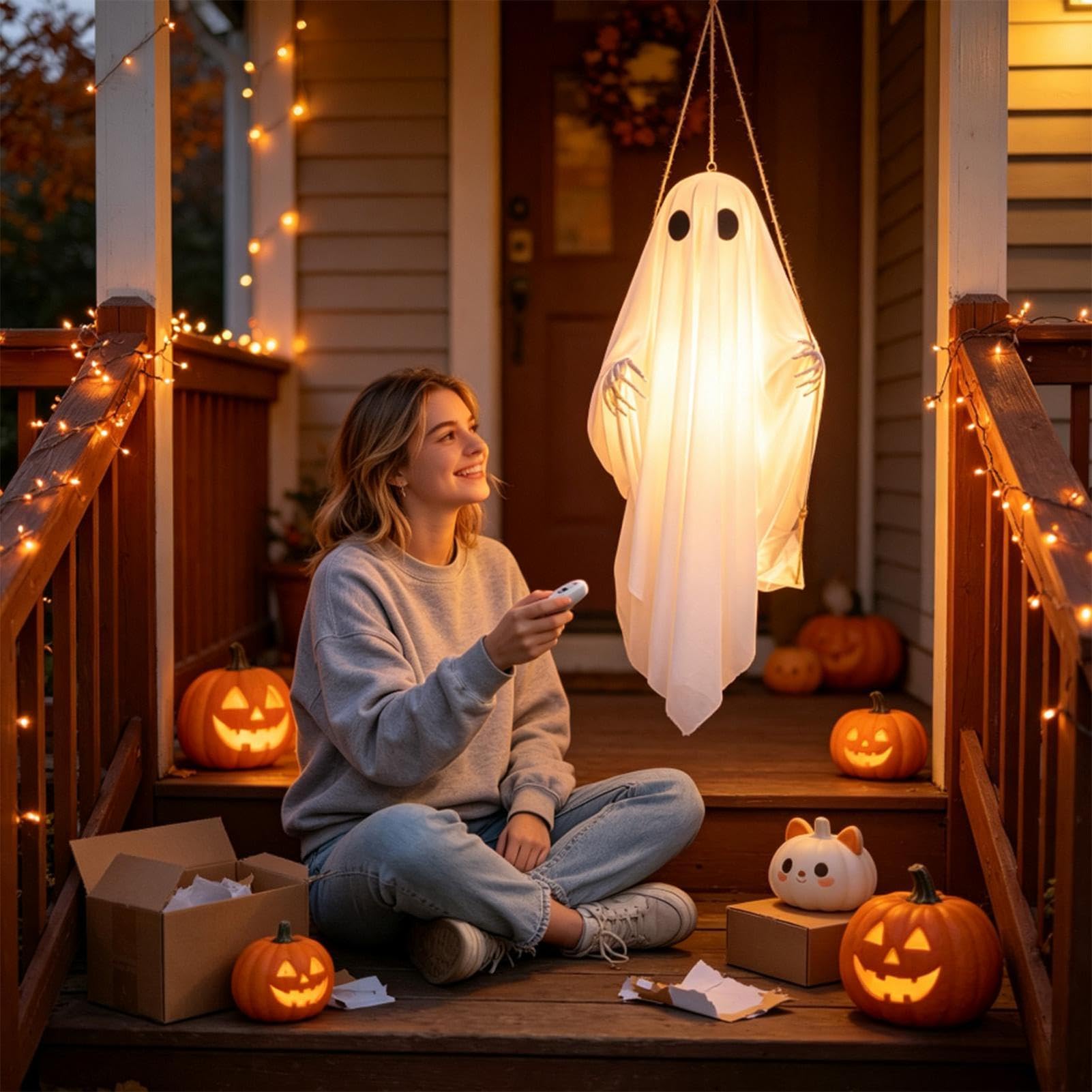 Outdoor Halloween duch pilot zdalnego sterowania podświetlany duch huśtawki