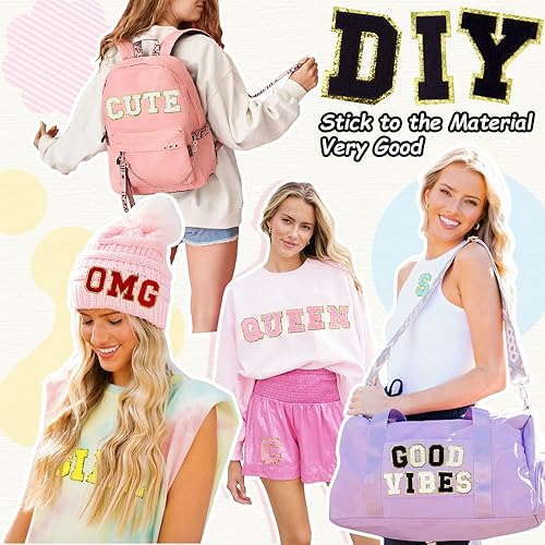 Miniatura 3 de 26 parches de letras de felpilla negras grandes de 3 pulgadas A-Z, letras termo-adhesivas para tela y ropa, bordado con purpurina para chaqueta