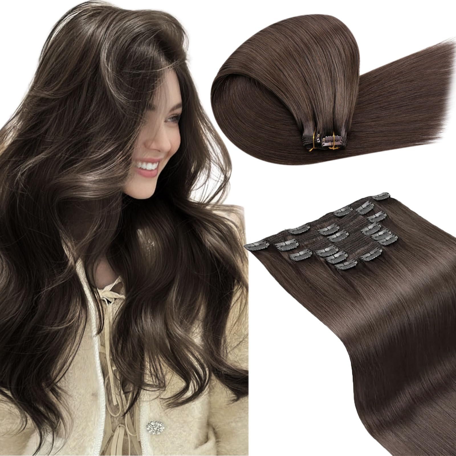 LaaVoo Extensions Echthaar Echt Haar Extension Clip Haarverlängerung Echthaar