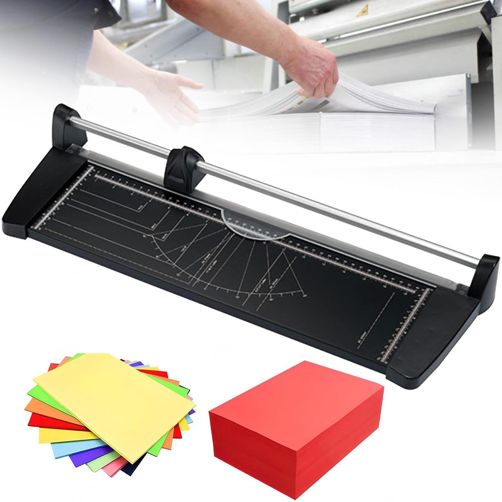 Taglierina rotante per carta con base in metallo resistente per fogli A4/A3, cartoncino e laminazione, capacità 10 fogli