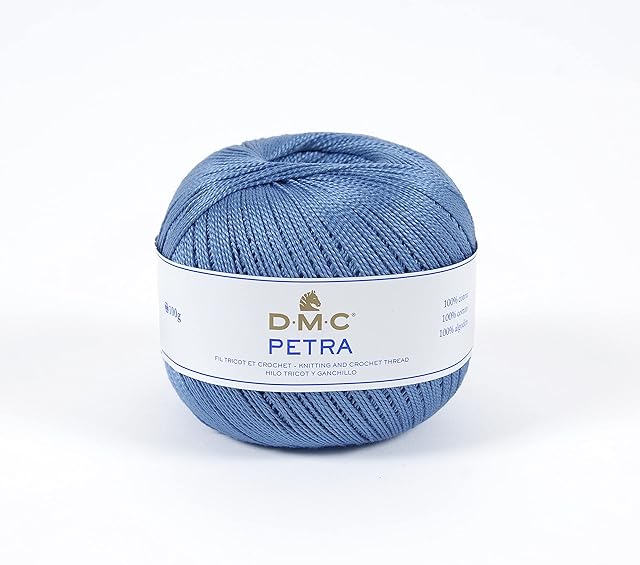 DMC Petra Yarn, 100% Cotton, Blue (5798), Size 5