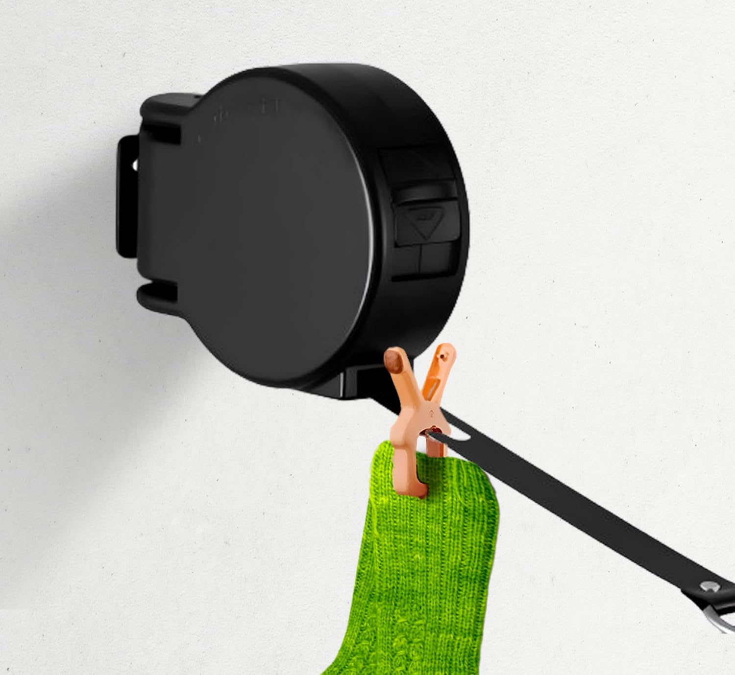 Ausziehbare Wäscheleine für den Außenbereich, robuste Wäscheleine, wandmontierte ABS-Kunststoff-Leine, unsichtbare einziehbare Wäscheleine, 30 m, Schwarz