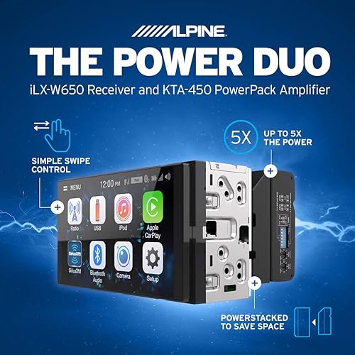 Miniatura 2 de ALPINE iLX-W650 7 "Digital Media Bluetooth Carplay Receptor+KTA-450 Power Pack