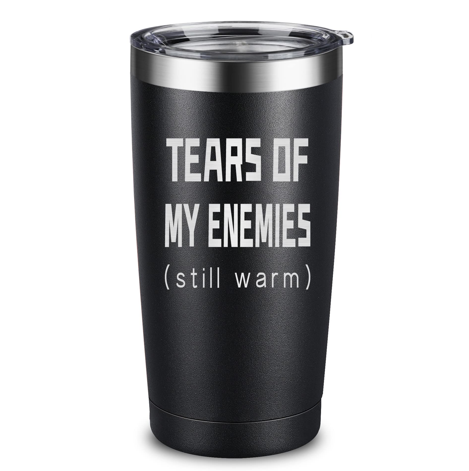ARIABLE Tears Of My Enemies – Best Gifts for Men, Him, Dad, Husband, Son, Boyfriend, Coworker, Boss – Perfect Sarcastic Birthday – Military Gift for Veterans – 20 Oz Engraved Tumbler, Black
