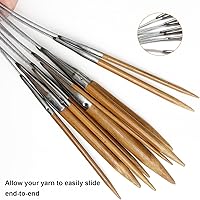Vista 5 de Mdoker Aguja de tejer circular de bambú tamaño 10 24 pulgadas agujas de tejer circulares para tejer a mano DIY y cualquier proyecto de hilo