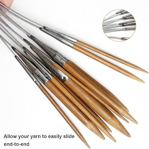 Miniatura 5 de Mdoker Aguja de tejer circular de bambú tamaño 4 16 pulgadas agujas de tejer circulares para tejer a mano DIY y cualquier proyecto de hilo de tejido