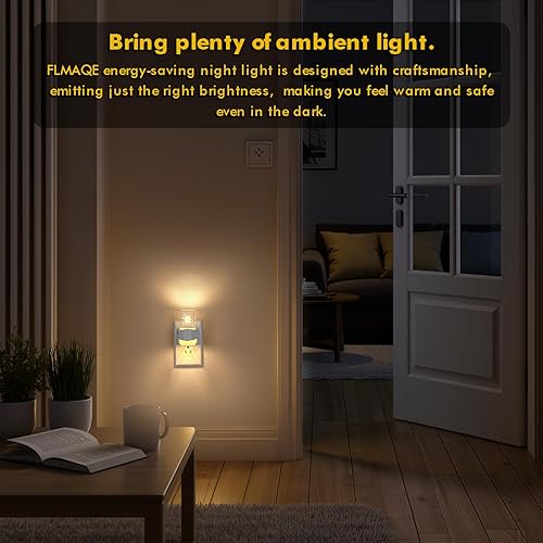 Miniatura 2 de Paquete de 2 luces LED de noche, regulable, sensor de atardecer a amanecer, brillo ajustable de 0-100 lúmenes, 3000 K, montaje en pared, patrón de