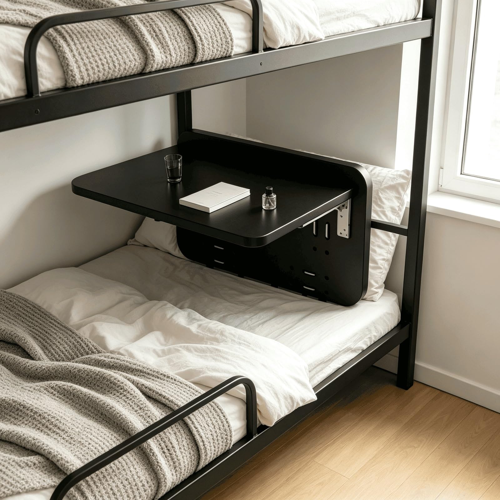 Kumamart Black Bunk Bed Hanging Desk Shelf K-Bracket Support