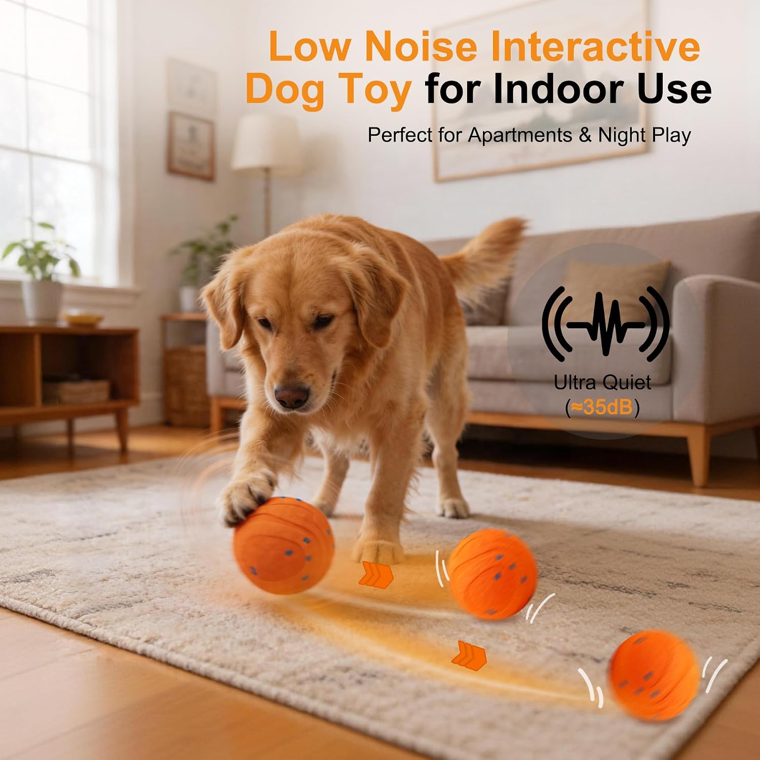 Interactive Automatic Bouncing Dog Ball, Motion Activated Self Moving Toy for Boredom & Separation Anxiety, Durable Chew-Proof ETPU Shell, Rechargeable Pet Ball for Indoor Outdoor, Small Medium Dogs