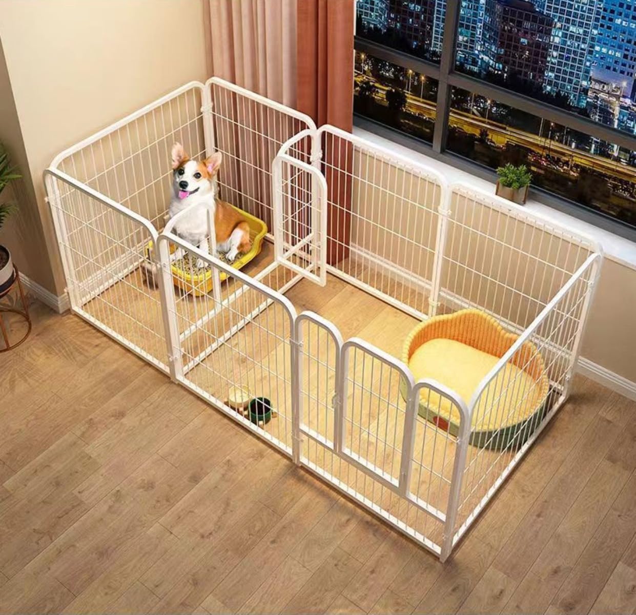 ペットサークル 犬 ペットフェンス サークルケージ ドア付き 室内 屋外 置くだけ 柵 自立 ケージ 小型犬 セットドア付 接続式