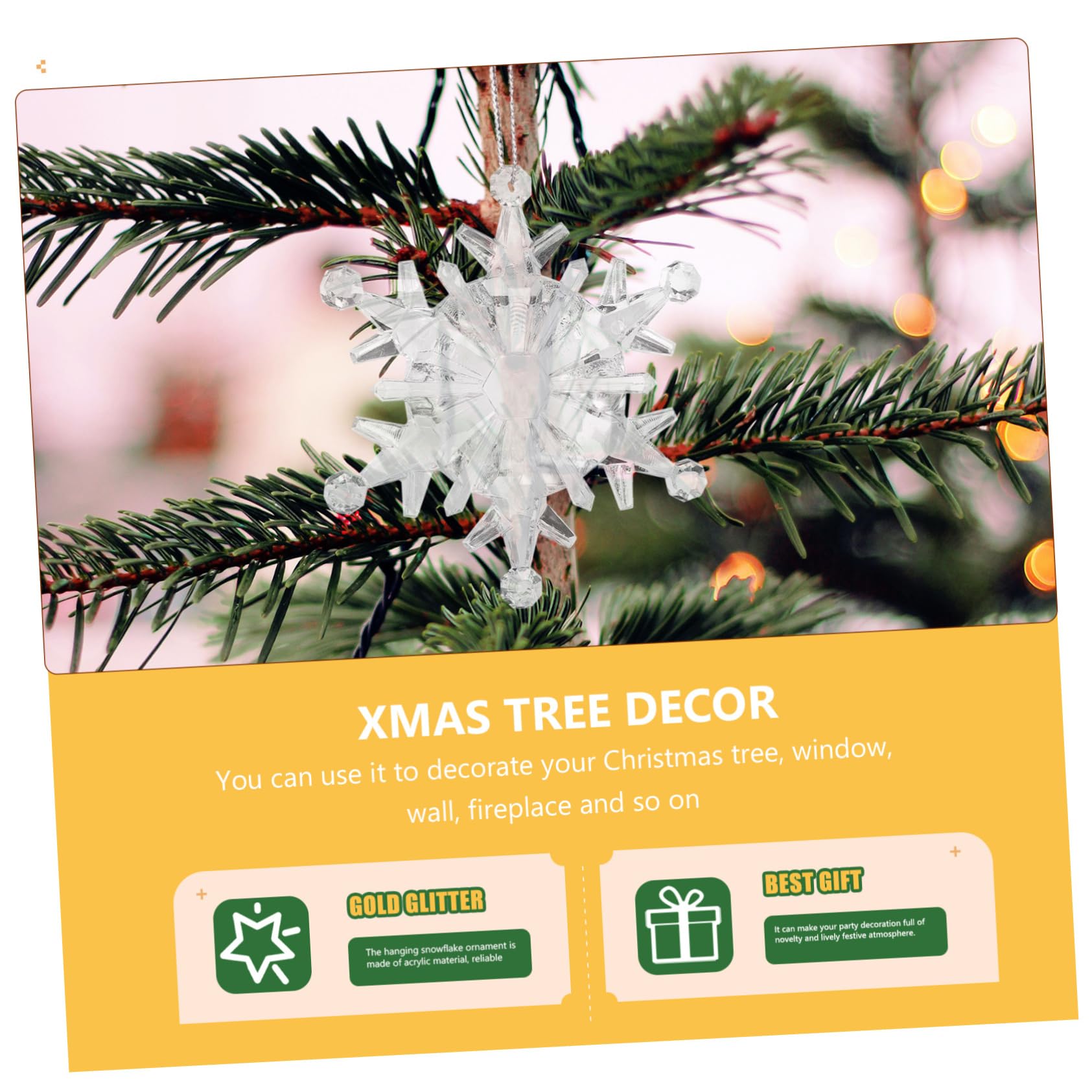 50stücke Schneeflocken Weihnachtsbaum Dekoration Hängend für Weihnachtsdeko mit Schneeflockenmotiv als Weihnachtsbaumschmuck und Party-deko