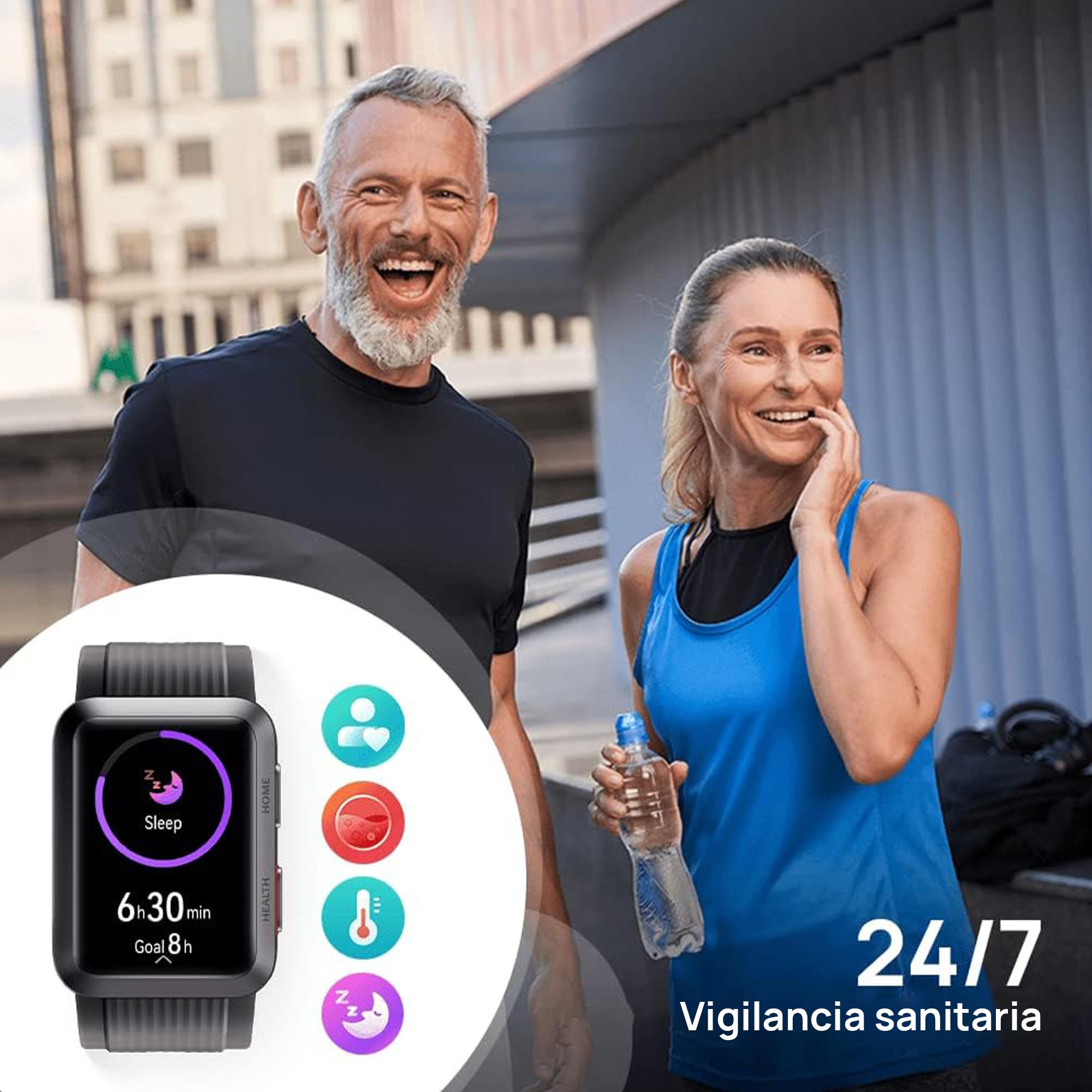 Huawei Watch D Smartwatch Monitorización Avanzada de Salud, 7 días de Duración de Batería, Asistente Inteligente, Compatible con iPhone y Android, Negro