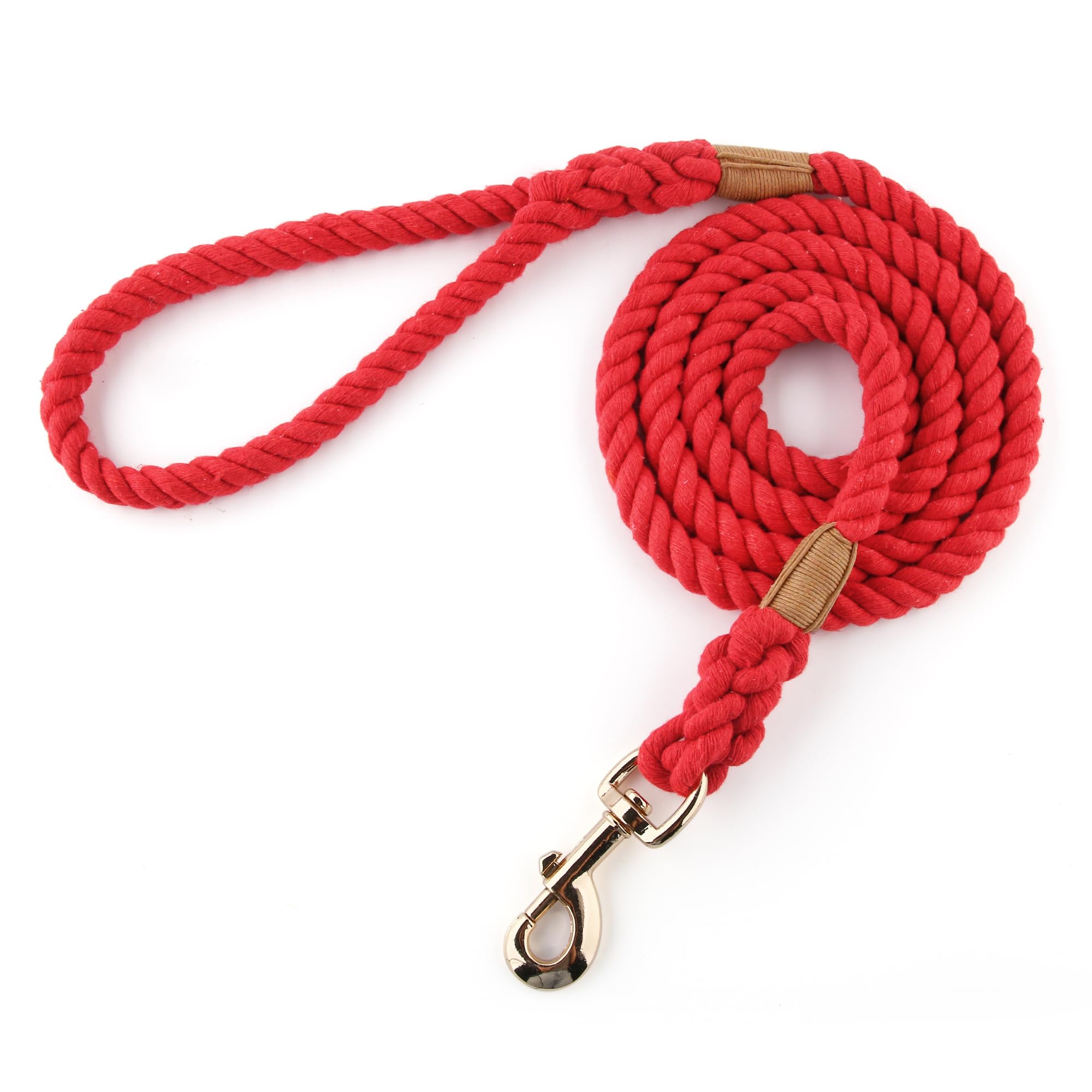 Snootiful Hound Cotton Rope Dog Lead - 150cm - Bright Colours - 100% Cotton (Red)