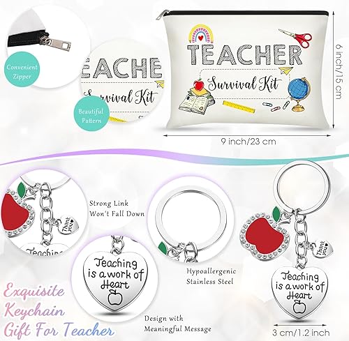 Miniatura 4 de Geiserailie Set de regalo de agradecimiento al profesor, regalo de graduación para profesores, vaso para profesores, bolsa de maquillaje, llavero