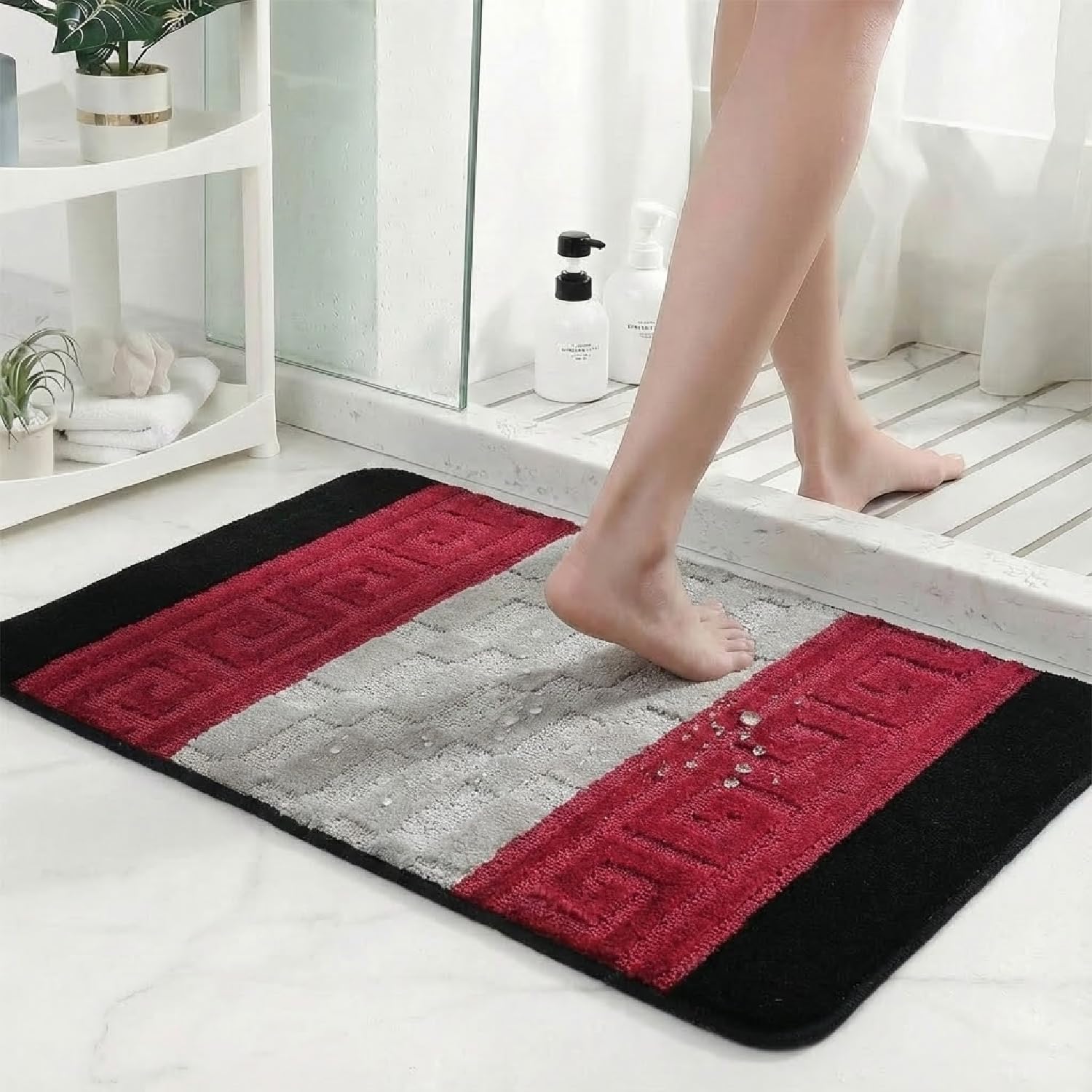 Fit Even Gel Back Runner Rug – Large Washable Non-Slip Carpet for Living Room, Bedroom, Lounge, Dining, Kitchen, Modern Indoor Long Floor Rug (Black Red, 60x110 cm) — image 1