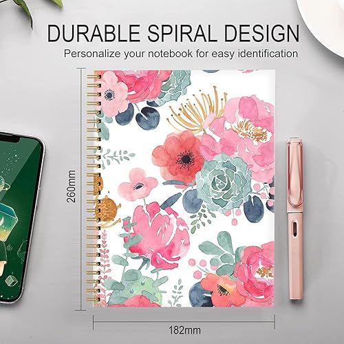 Miniatura 6 de Cuaderno de espiral para mujer, lindos cuadernos A5 con rayas universitarias de 6 x 8.4 pulgadas, 120 páginas rayadas con papel grueso de alta
