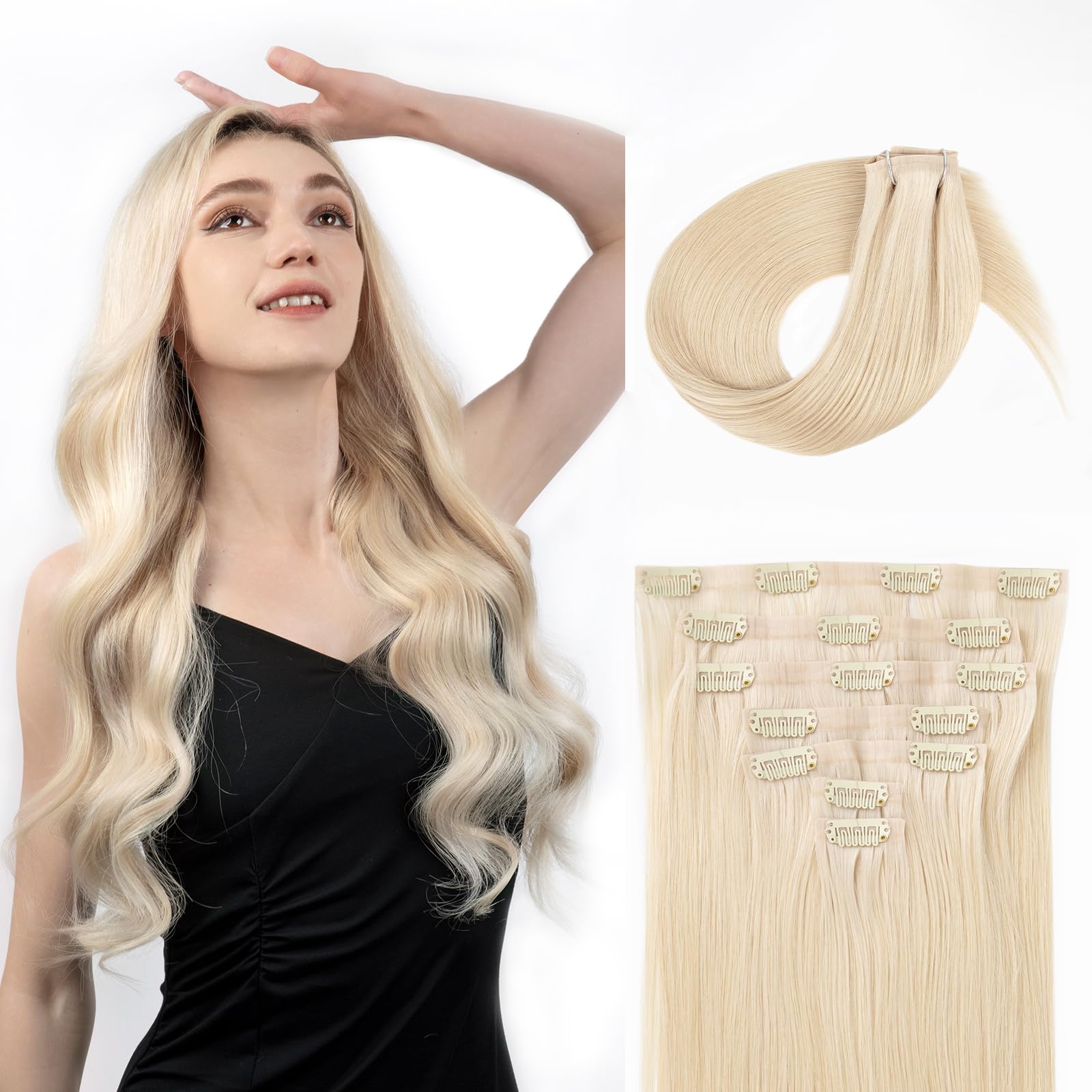 SOBEAUTY Clip in Hair Extensions, 100% Real Human Hair Remy Natural Volume Hair Extensions Clip-ins