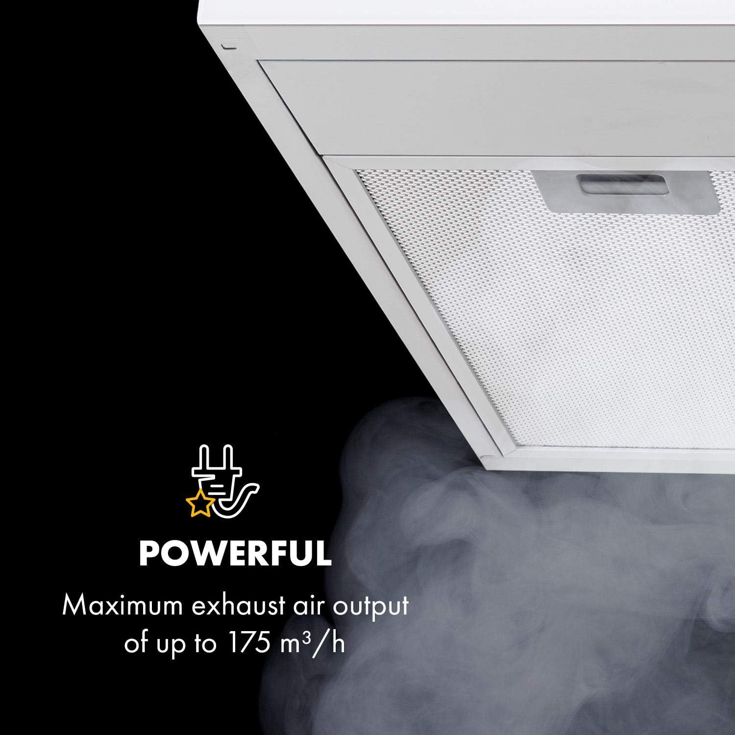 KLARSTEIN Contempo Neo - Under-Mounted Cooker Hood Extractor, Recirculation Width 90 CM, Maximum Exhaust Power 175 m³/h, SenseControl, Integrated Touch Control, LED Cooker Lights, Elegant Design