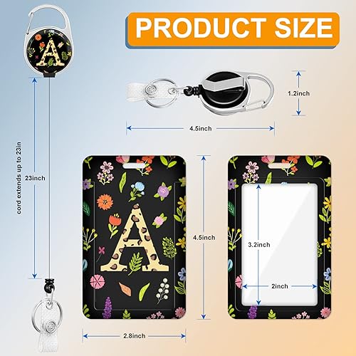 Miniatura 5 de Plifal Portatarjetas con carrete retráctil, letra inicial, monograma de identificación, etiqueta de nombre, clip para credencial de trabajo,